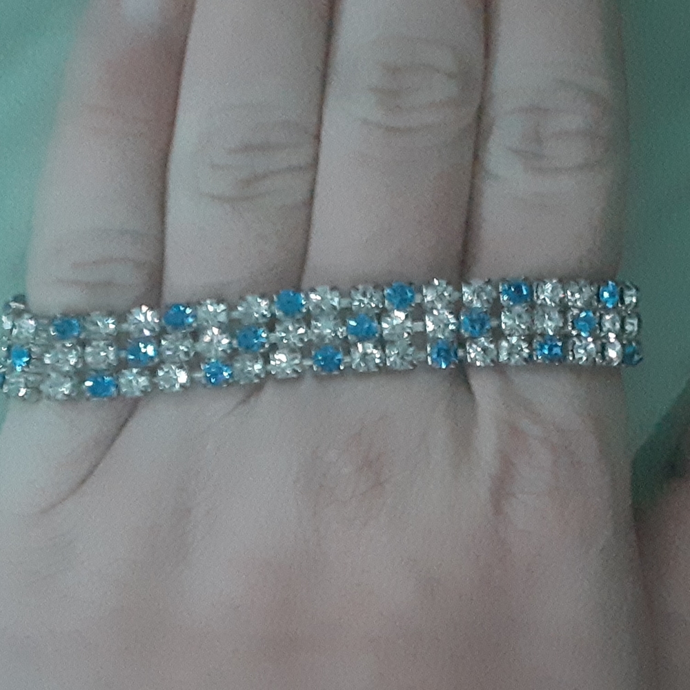 Bronze Plated Cubic Zirconium Diamond/Sapphire Bracelet